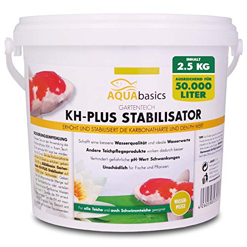 AQUAbasics Gartenteich KH-Plus Stabilisator sichert stabile und lebensnotwendige Wasserwerte im Teich - Stabile Karbonathärte sichert auch den pH-Wert, Größe:2.5 kg von AQUAbasic