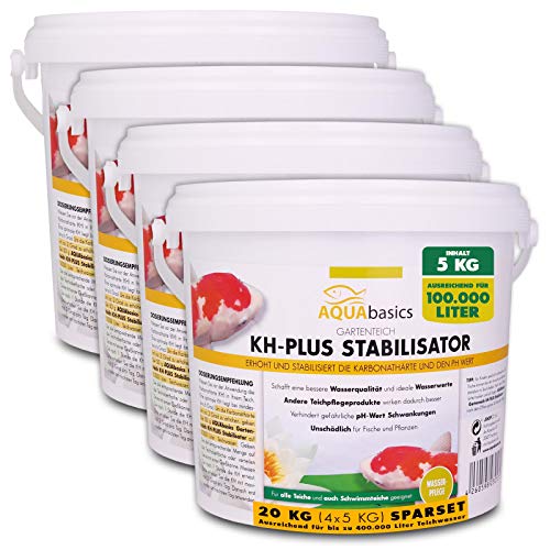 AQUAbasics Gartenteich KH-Plus Stabilisator sichert stabile und lebensnotwendige Wasserwerte im Teich - Stabile Karbonathärte sichert auch den pH-Wert, Größe:20 kg von AQUAbasic