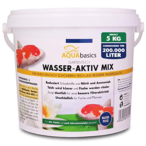 AQUAbasics Gartenteich Wasser-Aktiv Mix für eine bessere Wasserqualität, Gute Wasserwerte und klares Wasser - Reduziert Schadstoffe wie Nitrit und Ammoniak, Größe:5 kg von AQUAbasic