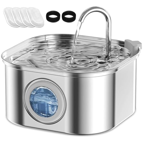 AQXONG Trinkbrunnen für Haustiere aus Edelstahl, 3.2L Trinkbrunnen für Katzen, Ultraleiser Katzenbrunnen mit LED Licht, 4 Filterpatronen + 2 Filterwatte, Trinkbrunnen für Katzen und Hunde AQXONG Trinkbrunnen für Haustiere aus Edelstahl, 3.2L Trinkbrunnen für Katzen, Ultraleiser Katzenbrunnen mit LED Licht, 4 Filterpatronen + 2 Filterwatte, Trinkbrunnen für Katzen und Hunde von AQXONG