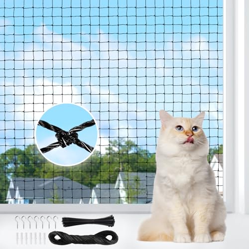 AQhui Katzennetz für Balkon, Balkonnetz 4x3m, Katzennetze Drahtverstärkt Transparent, Katzenschutznetz, Taubennetz Ohne Bohren, Katzen Netz Schwarz Gilt terrasse, Fenster und Flure AQhui Katzennetz für Balkon, Balkonnetz 4x3m, Katzennetze Drahtverstärkt Transparent, Katzenschutznetz, Taubennetz Ohne Bohren, Katzen Netz Schwarz Gilt terrasse, Fenster und Flure von AQhui