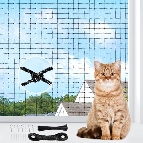 AQhui Katzennetz für Balkon, Balkonnetz 8x3m, Katzennetze Drahtverstärkt Transparent, Katzenschutznetz, Taubennetz Ohne Bohren, Katzen Netz Schwarz Gilt terrasse, Fenster und Flure AQhui Katzennetz für Balkon, Balkonnetz 8x3m, Katzennetze Drahtverstärkt Transparent, Katzenschutznetz, Taubennetz Ohne Bohren, Katzen Netz Schwarz Gilt terrasse, Fenster und Flure von AQhui