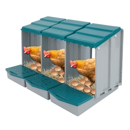 Hühner-Nistkästen, Hühner-Nistkasten mit 3 Fächern, Hühners-Legebox mit Eiersammlung, mit Lüftungslöchern, leichte Reinigung, für Hinterhof, Bauernhof, Hof und andere Orte(84.5x51.5x46.5cm) (Grün) von ARBGO