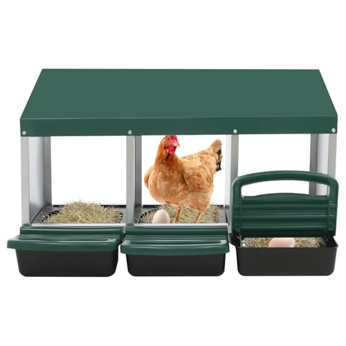 Legenest, 3-Fächer Hühner Legen Box, Hühnerei Legen Box, Dreier Legenest, leichte Reinigung, Hühnernest mit Lüftungslöcher für Outdoor, Hinterhof, Bauernhof, Hof und andere Orte(81x52x48cm) von ARBGO