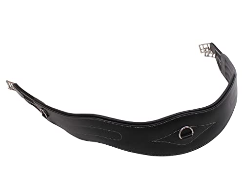 ARBO-INOX Anatomisch geformter Sattelgurt mit Kontrastnähten Rindsleder (145cm, SCHWARZ) von ARBO-INOX