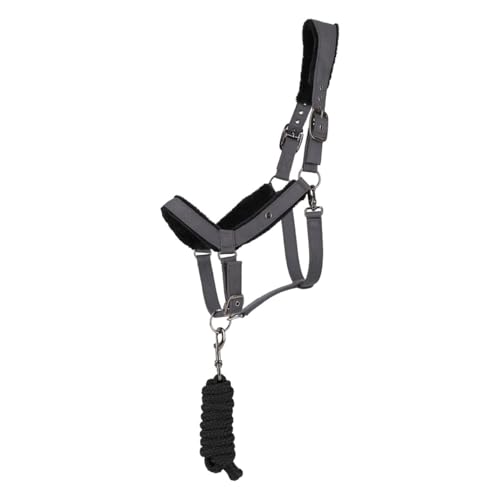 ARBO-INOX Halfter-Set Soft mit Kunstfell und 2 Meter Anbindestrick Halfterset (GRAU, Full WARMBLUT) von ARBO-INOX
