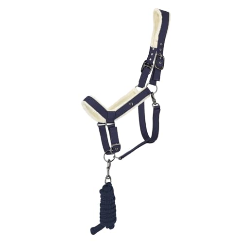 ARBO-INOX Halfter-Set Soft mit Kunstfell und 2 Meter Anbindestrick Halfterset (Navy, Pony) von ARBO-INOX