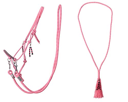ARBO-INOX Knotenhalfter Zügel Halsring Kombiset Knotenhalfter-Set (Cob Vollblut, Flamingo-Pink) von ARBO-INOX