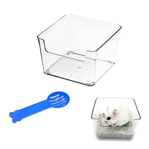 ARBOZEW Hamster Sand Badewanne Box mit Schaufel Acryl Transparent Critter's Toilette Kleintier Sauna Badezimmer Kunststoff-Behälter Versteck für Igel, Mäuse, Ratten und andere kleine Haustiere von ARBOZEW