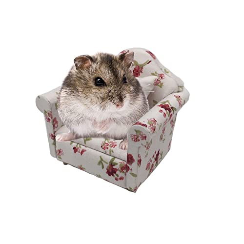 ARBOZEW Mini Pet Soft Bedding, 1:12 Miniatur Möbel Classic Red and White Fabric Tiny Sofa Chair for Hamster, Mäuse, Igel and Small Animals von ARBOZEW
