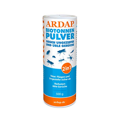 ARDAP Biotonnen-Pulver 500g - Gegen Fliegen, Maden, Ungeziefer & üble Gerüche - Entzieht Feuchtigkeit & verhindert Schimmel von ARDAP