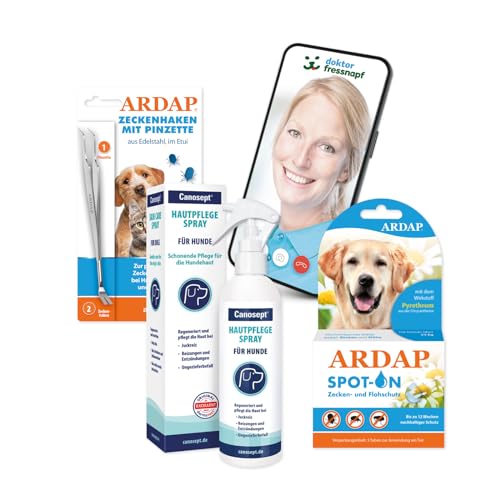 ARDAP Floh- und Zeckenschutz Paket inkl. Dr. Fressnapf Online-Tierarzt Beratung für Hunde (L) - Zeckenmittel für Hunde, Zeckenschutz Hund, Flohmittel Hund, Bis zu 12 Wochen Langzeitschutz von ARDAP