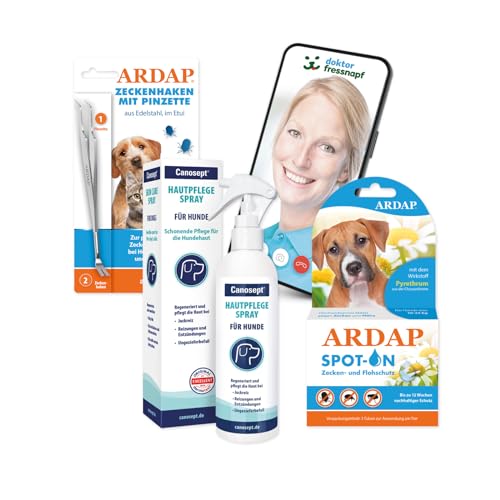 ARDAP Floh- und Zeckenschutz Paket inkl. Dr. Fressnapf Online-Tierarzt Beratung für Hunde (M) - Zeckenmittel für Hunde, Zeckenschutz Hund, Flohmittel Hund, Bis zu 12 Wochen Langzeitschutz von ARDAP