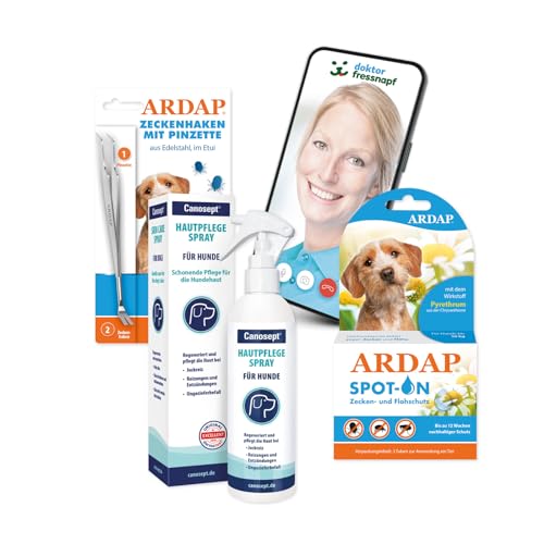 ARDAP Floh- und Zeckenschutz Paket inkl. Dr. Fressnapf Online-Tierarzt Beratung für Hunde (S) - Zeckenmittel für Hunde, Zeckenschutz Hund, Flohmittel Hund, Bis zu 12 Wochen Langzeitschutz von ARDAP