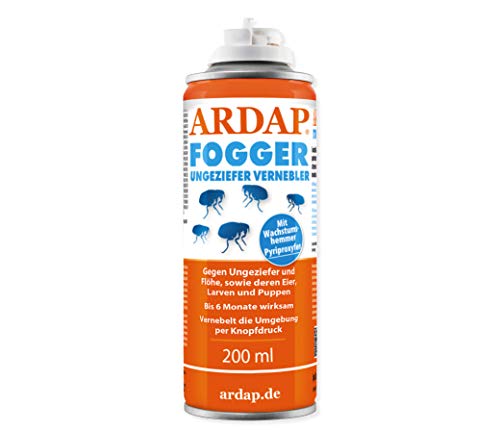 ARDAP Fogger 200ml - Effektiver Vernebler zur Ungeziefer- & Flohbekämpfung für Haushalt & Tierumgebung - für Räume bis 60m² - Wirksamer Schutz für bis zu 6 Monate von ARDAP
