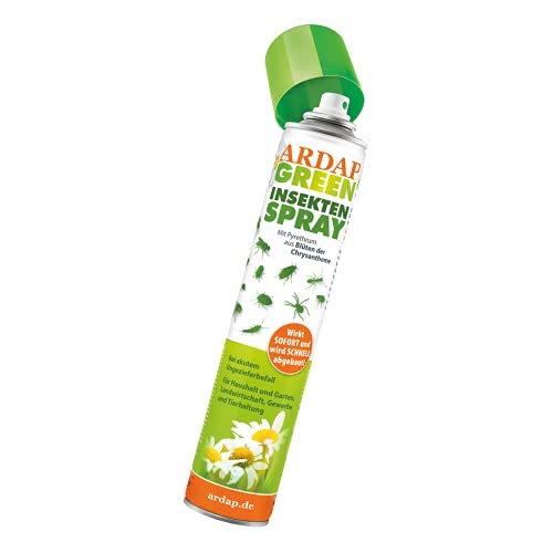 ARDAP GREEN Insektenspray 750ml - Unmittelbare Sofortwirkung - Aus Blüten der Chrysantheme (ohne chemische Wirkstoffe) - Ungezieferspray zur Bekämpfung von akutem Insektenbefall und Ungezieferbefall von ARDAP