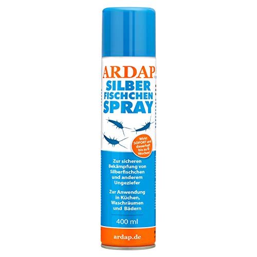 ARDAP Silberfisch Spray 400ml - bekämpfen mit Langzeitwirkung - bis zu 6 Wochen - ideal für Badezimmer, Schlafzimmer & Küchen - schnell & effektiv von ARDAP
