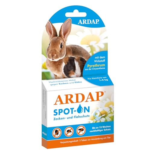 ARDAP Spot On - Zecken-, Milben- & Flohschutz für kleine Heimtiere (Kaninchen, Meerschweinchen, etc.) von 1 bis 4kg - Natürlicher Wirkstoff - Bis zu 12 Wochen nachhaltiger Langzeitschutz (PT19) von ARDAP