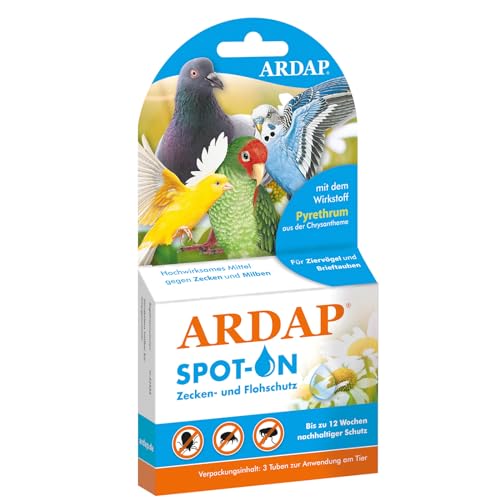 ARDAP Spot On - Zecken & Milbenschutz für Ziervögel & Brieftauben - Natürlicher Wirkstoff - Bis zu 12 Wochen nachhaltiger Langzeitschutz (PT19) von ARDAP