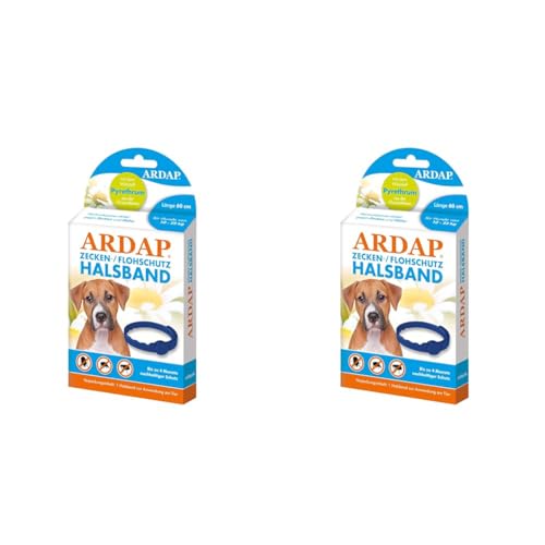 ARDAP Zecken- & Flohschutzhalsband für Hunde bis 25kg - Bis zu 4 Monate nachhaltiger Langzeitschutz - Natürlicher Wirkstoff gegen Zecken & Flöhe (Packung mit 2) von ARDAP