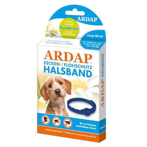 ARDAP Zecken- & Flohschutzhalsband für Hunde & Welpen bis 10kg- Bis zu 4 Monate nachhaltiger Langzeitschutz - Natürlicher Wirkstoff gegen Zecken & Flöhe von ARDAP