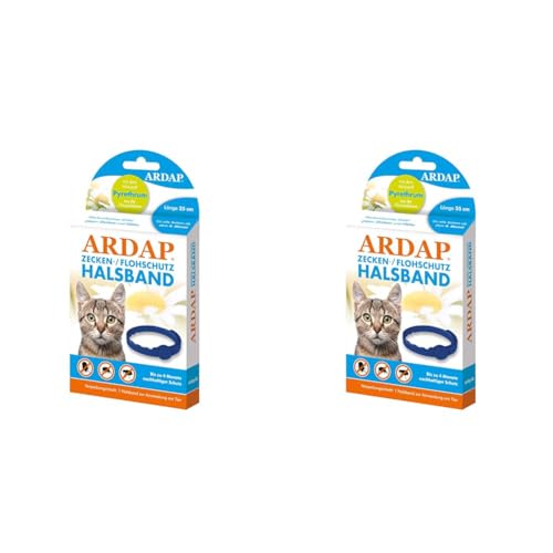 ARDAP Zecken- & Flohschutzhalsband für Katzen ab dem 4. Monat - Bis zu 4 Monate nachhaltiger Langzeitschutz - Natürlicher Wirkstoff gegen Zecken & Flöhe (Packung mit 2) von ARDAP