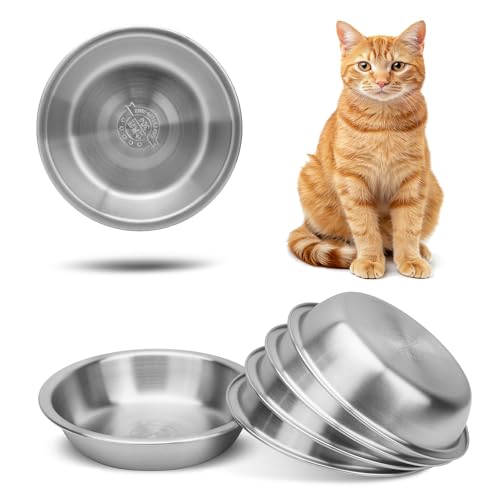 ARGCONNER 6 Stück Edelstahl-Katzennäpfe für Katzen, Metall-Katzennäpfe mit Schnurrhaar, 14 cm flach und breit, Ersatz-Katzenteller ARGCONNER 6 Stück Edelstahl-Katzennäpfe für Katzen, Metall-Katzennäpfe mit Schnurrhaar, 14 cm flach und breit, Ersatz-Katzenteller von ARGCONNER