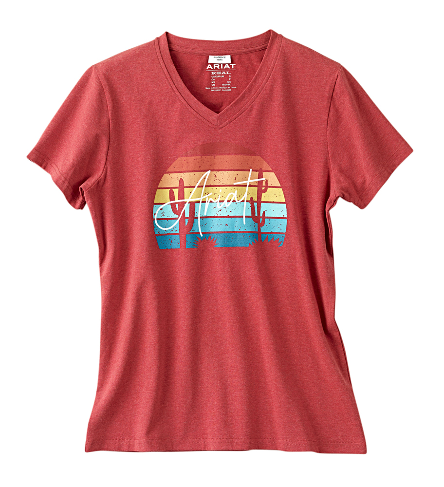 Ariat Damen T-Shirt R.E.A.L™ Horizon Tee aura orange heather, Gr. M von ARIAT