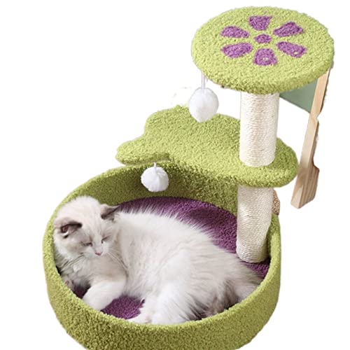 Kratzbaum für große Katzen, Katzenkratzer mit Bett, Haustierkatzen-Kletterbaum, kleine Katze, Kratzbrett, Säule, Schüttelspielzeug, großer Katzenturm, Sisal-Klettergerüst, Katze (Größe: Grün) Vision von ARICCI