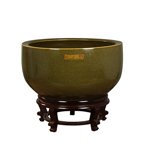 Aquarium Aquarium Keramik Fischschale Desktop Gold Aquarium Wohnzimmer Balkon Lotus Tank Büro Zierfischkultur Tank Aquariumbecken (Color : A, Size : 30CM) von ARINAL