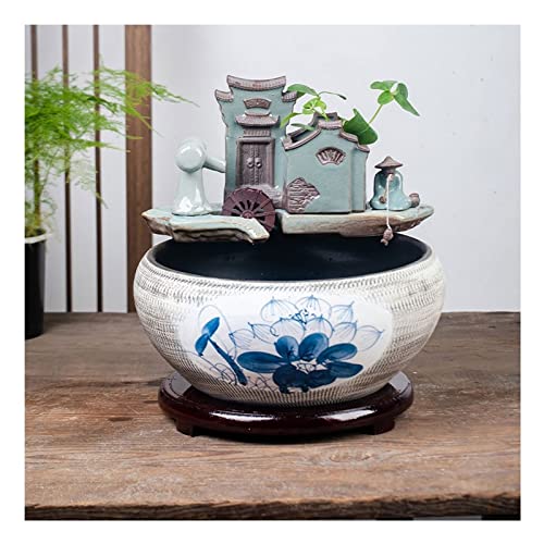 Aquarium Keramik-Goldfischglas im chinesischen Stil, Heimzirkulationsfluss, Brunnen, Hof, Fischkulturzylinder, Wohnzimmer, Dekoration, Aquarium Aquariumbecken (Color : A, Size : 50cm) von ARINAL
