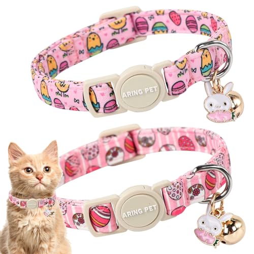 ARING PET 2 x Oster-Katzenhalsbänder, niedliche Ostereier, Katzenhalsband mit Glöckchen und Anhänger, verstellbares rosa Küken-Halsband mit Sicherheitsschnalle für Mädchen und Jungen ARING PET 2 x Oster-Katzenhalsbänder, niedliche Ostereier, Katzenhalsband mit Glöckchen und Anhänger, verstellbares rosa Küken-Halsband mit Sicherheitsschnalle für Mädchen und Jungen von ARING PET