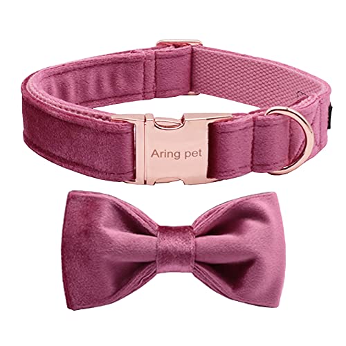 ARING PET Fliege Hundehalsband-Samt-Hundehalsbänder mit Abnehmbarer Fliege, verstellbares weiches Samt-Schleifenhalsband Geschenk für Mädchen und Jungen, bequemes Hundehalsband von ARING PET