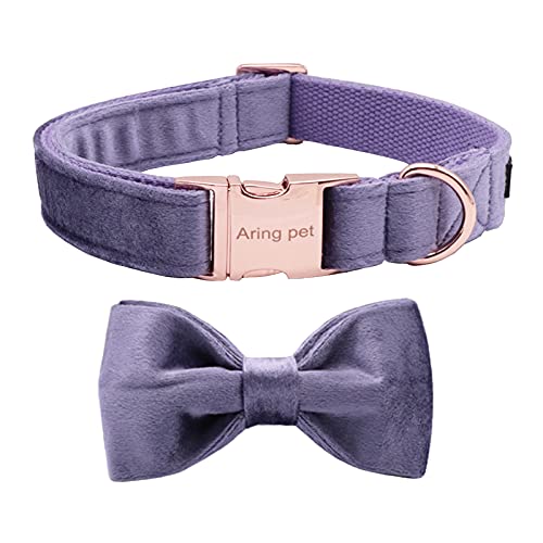 ARING PET Fliege Hundehalsband-Samt-Hundehalsbänder mit Abnehmbarer Fliege, verstellbares weiches Samt-Schleifenhalsband Geschenk für Mädchen und Jungen, bequemes Hundehalsband von ARING PET