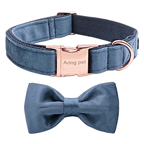ARING PET Fliege Hundehalsband-Samt-Hundehalsbänder mit Abnehmbarer Fliege, verstellbares weiches Samt-Schleifenhalsband Geschenk für Mädchen und Jungen, bequemes Hundehalsband von ARING PET
