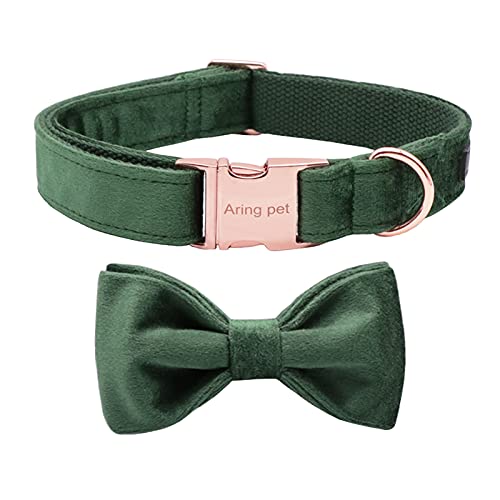 ARING PET Fliege Hundehalsband-Samt-Hundehalsbänder mit Abnehmbarer Fliege, verstellbares weiches Samt-Schleifenhalsband Geschenk für Mädchen und Jungen, bequemes Hundehalsband von ARING PET