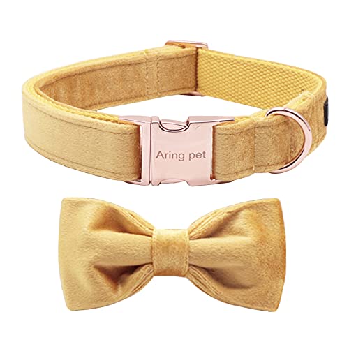 ARING PET Fliege Hundehalsband-Samt-Hundehalsbänder mit Abnehmbarer Fliege, verstellbares weiches Samt-Schleifenhalsband Geschenk für Mädchen und Jungen, bequemes Hundehalsband. von ARING PET
