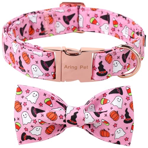 ARING PET Halloween-Hundehalsband, Baumwolle, rosa Kürbis, Hundehalsband mit Schleife, verstellbare Halloween-Themen-Fliege, Haustier-Halskette mit Metallschnalle für Mädchen und Jungen ARING PET Halloween-Hundehalsband, Baumwolle, rosa Kürbis, Hundehalsband mit Schleife, verstellbare Halloween-Themen-Fliege, Haustier-Halskette mit Metallschnalle für Mädchen und Jungen von ARING PET
