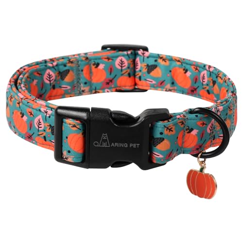 ARING PET Halloween Hundehalsband, Niedlich Kürbis Hundehalsband mit Schnellverschluss aus Kunststoffschnalle, Bequemes Grün Baumwoll Halsband für Jungen und Mädchen Hunde ARING PET Halloween Hundehalsband, Niedlich Kürbis Hundehalsband mit Schnellverschluss aus Kunststoffschnalle, Bequemes Grün Baumwoll Halsband für Jungen und Mädchen Hunde von ARING PET
