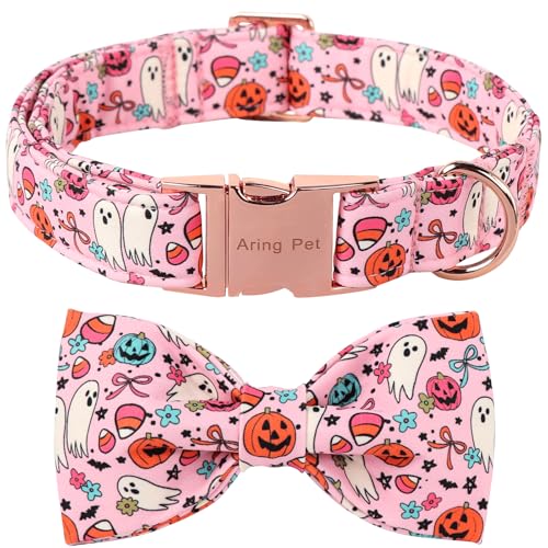 ARING PET Halloween-Hundehalsband, niedliches rosa Hundehalsband mit Schleife, verstellbares Kürbis-Geist, Fliege, Haustier-Halskette mit Metallschnalle für Mädchen und Jungen ARING PET Halloween-Hundehalsband, niedliches rosa Hundehalsband mit Schleife, verstellbares Kürbis-Geist, Fliege, Haustier-Halskette mit Metallschnalle für Mädchen und Jungen von ARING PET