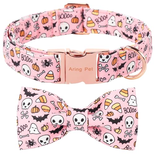 ARING PET Halloween-Hundehalsband, niedliches rosa Kürbis-Hundehalsband mit Schleife, verstellbare Halloween-Themen-Fliege, Haustier-Halskette mit Metallschnalle für Mädchen und Jungen ARING PET Halloween-Hundehalsband, niedliches rosa Kürbis-Hundehalsband mit Schleife, verstellbare Halloween-Themen-Fliege, Haustier-Halskette mit Metallschnalle für Mädchen und Jungen von ARING PET