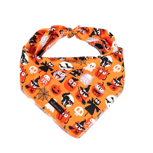 ARING PET Halloween-Hundehalstuch, Geisterkürbis, Spinne, Fledermaus, Totenkopf, Dreieckstuch für kleine, mittelgroße und große Jungen, Mädchen, Hunde, Größe S von ARING PET