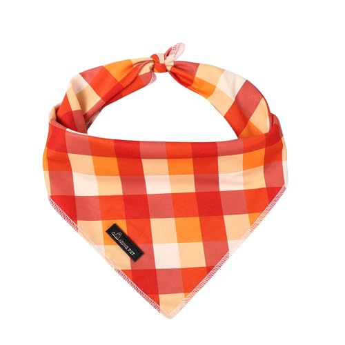 ARING PET Halloween-Hundehalstuch, Herbst-Design, mehrfarbig, Gittermuster, Dreieckstuch für kleine, mittelgroße und große Jungen, Mädchen, Hunde, Größe L von ARING PET