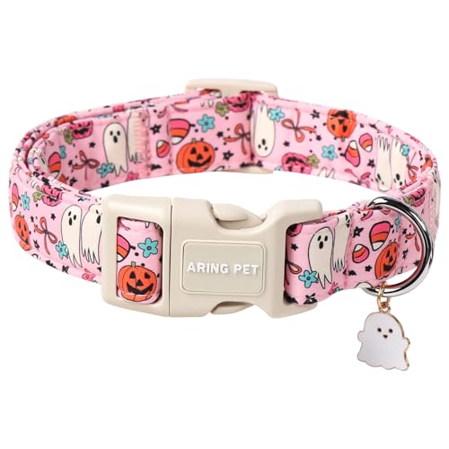 ARING PET Halloween Rosa Hundehalsband, Niedlich Kürbis&Gespenst Hundehalsband mit Schnellverschluss aus Kunststoffschnalle, Bequemes Baumwoll Halsband für Jungen und Mädchen Hunde ARING PET Halloween Rosa Hundehalsband, Niedlich Kürbis&Gespenst Hundehalsband mit Schnellverschluss aus Kunststoffschnalle, Bequemes Baumwoll Halsband für Jungen und Mädchen Hunde von ARING PET