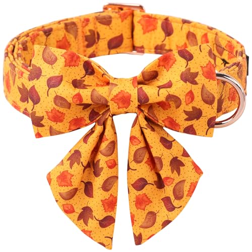 ARING PET Herbst-Hundehalsband, Baumwolle, Ahornblätter, Hundehalsband mit Fliege, verstellbar, Herbstblätter, Haustier-Halskette mit Metallschnalle für Mädchen und Jungen ARING PET Herbst-Hundehalsband, Baumwolle, Ahornblätter, Hundehalsband mit Fliege, verstellbar, Herbstblätter, Haustier-Halskette mit Metallschnalle für Mädchen und Jungen von ARING PET
