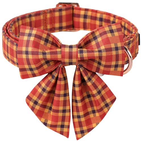 ARING PET Herbst-Hundehalsband, Baumwolle, kariert, mit Fliege, verstellbar, Orange, Halloween-Hundehalsband, Haustier-Halskette mit Metallschnalle, für Mädchen und Jungen ARING PET Herbst-Hundehalsband, Baumwolle, kariert, mit Fliege, verstellbar, Orange, Halloween-Hundehalsband, Haustier-Halskette mit Metallschnalle, für Mädchen und Jungen von ARING PET