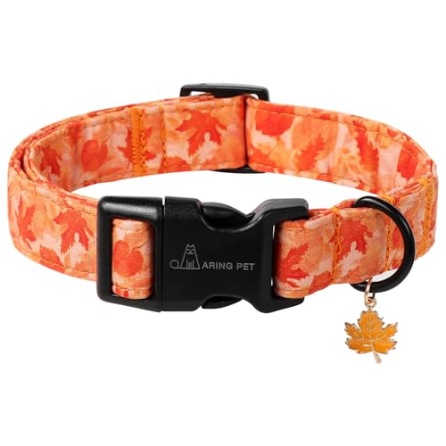 ARING PET Herbst Orange Hundehalsband, Herbst Ahornblatt Hundehalsband mit Schnellverschluss aus Kunststoffschnalle, Bequemes Baumwoll Halsband für Jungen und Mädchen Hunde ARING PET Herbst Orange Hundehalsband, Herbst Ahornblatt Hundehalsband mit Schnellverschluss aus Kunststoffschnalle, Bequemes Baumwoll Halsband für Jungen und Mädchen Hunde von ARING PET