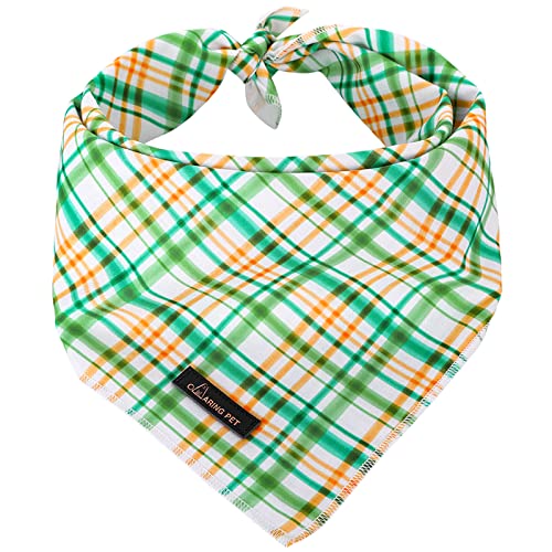 ARING PET Hund Bandana, Baumwolle grünes Plaid Hund Bandanas bequem Hunde Dreieck Lätzchen Halstuch für kleine und große Hunde und Katzen von ARING PET