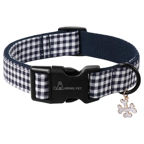 ARING PET Hundehalsband, Kariertes Hundehalsband mit Schnellverschluss aus Kunststoff, Bequemes Halsband aus Baumwolle für Jungen und Mädchen ARING PET Hundehalsband, Kariertes Hundehalsband mit Schnellverschluss aus Kunststoff, Bequemes Halsband aus Baumwolle für Jungen und Mädchen von ARING PET