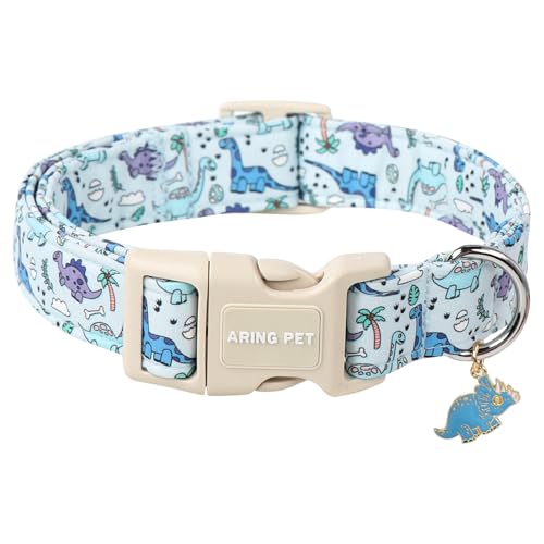 ARING PET Hundehalsband, Niedliches Dinosaurier-Hundehalsband mit Schnellverschluss aus Kunststoff, Bequemes Halsband aus Baumwolle für Jungen und Mädchen ARING PET Hundehalsband, Niedliches Dinosaurier-Hundehalsband mit Schnellverschluss aus Kunststoff, Bequemes Halsband aus Baumwolle für Jungen und Mädchen von ARING PET